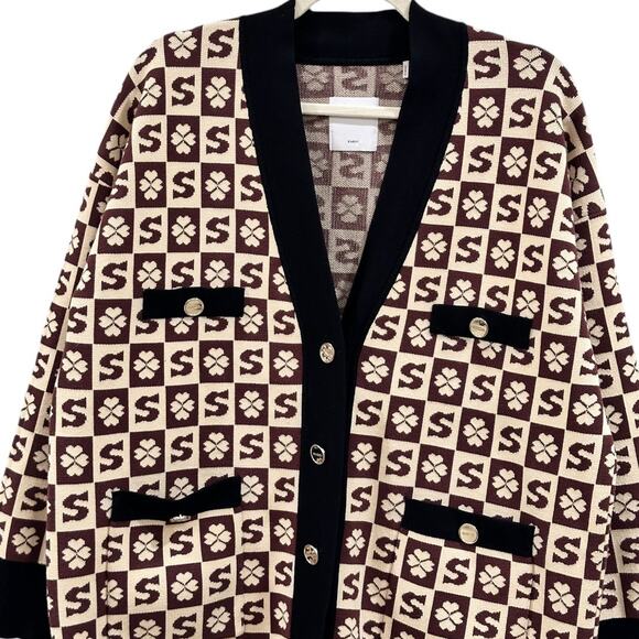 Sandro Glorius Monogram Check Cardigan - Picture 4 of 11